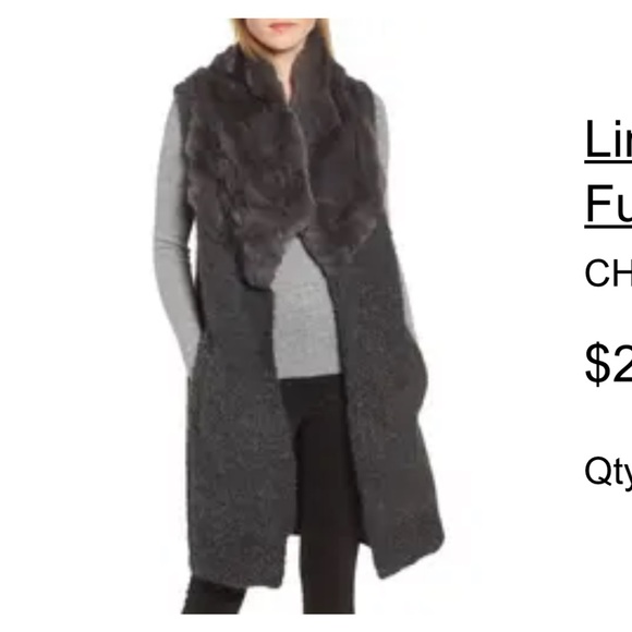 Linda Richards Genuine Rabbit Fur & Knit Vest (XS) Charcoal - Picture 2 of 7